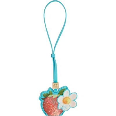 Ganni Blue Strawberry Keychain In 01l Scuba Blue