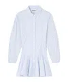 Ganni Striped Cotton Shirt Dress In Blue