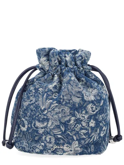 Ganni Blue Tapestry Denim Pouch