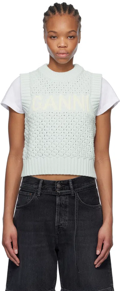 GANNI BLUE TEXTURED COTTON VEST