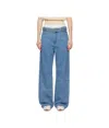 Ganni Fluffy Denim Izey Wide-leg Jeans In Blue