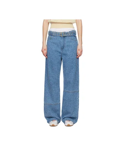 GANNI GANNI BELTED WIDE-LEG JEANS