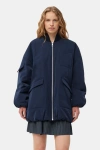Ganni Oversized Multiple-pocket Bomber Jacket In Navy