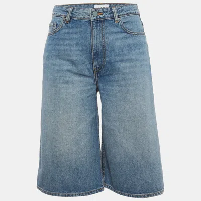 Pre-owned Ganni Blue Washed Denim Wide Shorts S