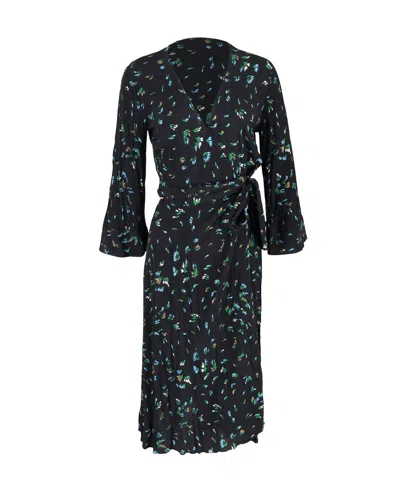 Ganni Bluebell Print Wrap Dress In Floral Print Viscose In Multi