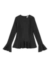 Ganni Pinstriped Peplum Blouse In Negro