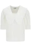 Ganni Blouse With Exaggerated Collar And Ruffle