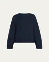 Ganni Boiled Wool Crewneck Sweater In Sky Captain