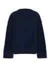 Ganni Boiled Wool Crewneck Sweater In Blue