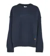 Ganni Boiled Wool Sweater, Cardigans Blue In Black