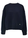 Ganni Boiled Wool Crewneck Sweater In Blue