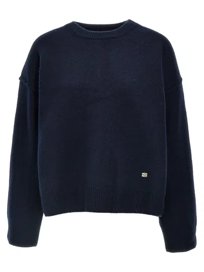 Ganni Boiled Wool Sweater, Cardigans Blue In Navy