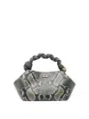 Ganni Women Small Bou Snake Handbag In Gray