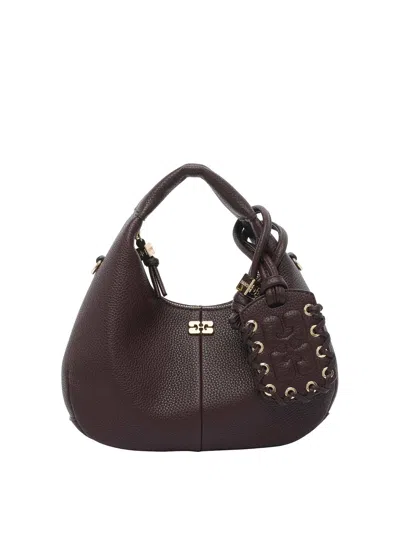 Ganni Mini Hobo Bag In Brown