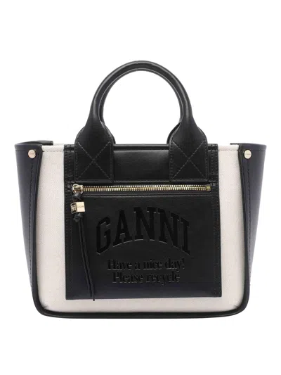 Ganni Black Small Pocket Tote Bag