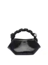 Ganni Mini Bou Snake Handbag In Black