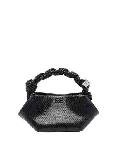 Ganni Mini Bou Snake Handbag In Black