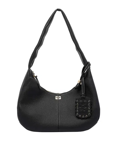 Ganni Medium Hobo Bag In Black