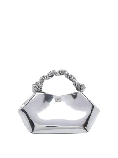 Ganni Small  Bou Handbag In Silver