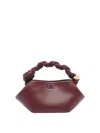 Ganni 'bou' Bordeaux Mini Handbag With Braided Handle And Removable Shoulder Strap