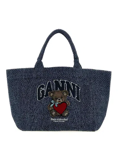 Ganni Medium  Shopping Bag In Blue