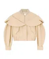 Ganni Coat Elasticated Hem Oversized Collar Pockets In Neutral