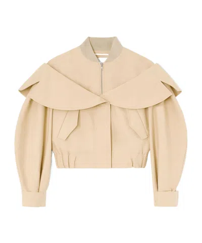 Ganni Bomber In Beige Cotton In Neutral