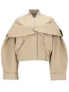 Ganni Coat Elasticated Hem Oversized Collar Pockets In Neutral