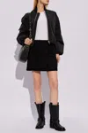 Ganni Light Twill Oversized Short Bomber Jacke In Black