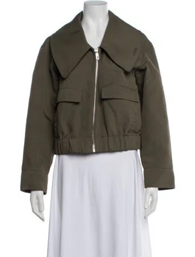 Pre-owned Ganni Bomber Jacket In Green