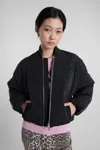 Ganni Bomber Jacket In Black Polyester In Black