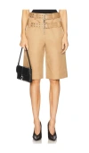 Ganni Bonded Belt Shorts In Tiger's Eye