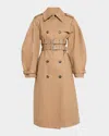 Ganni Bonded Cotton Trench Coat In Brown