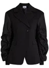 Ganni Black Blazer With Contrasting-fabric Sleeves