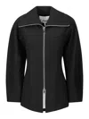 Ganni Black Bonded Crepe Curve Sleeve Jacket In Black