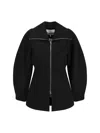 Ganni Black Bonded Crepe Curve Sleeve Jacket In Black