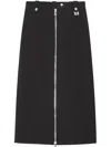 Ganni Zip-up Crepe Midi Skirt In Black