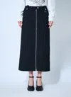 Ganni Zip-up Crepe Midi Skirt In Black
