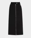 Ganni Zip-up Crepe Midi Skirt In Black