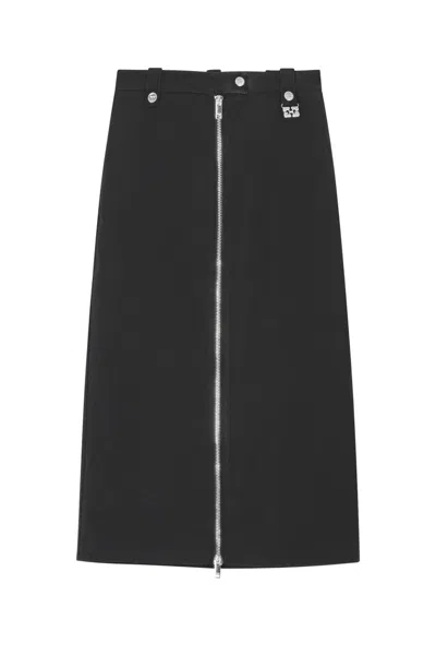GANNI GANNI BONDED CREPE SKIRT WITH BUTTERFLY HARDWARE