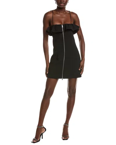 Ganni Bonded Crepe Strap Mini Dress In Black