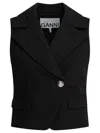 Ganni Bonded Crepe Vest In Black
