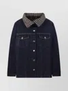 Ganni Bonded Denim Jacket Stitch Detailing In Blue