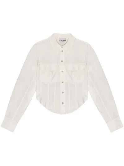 Ganni Boned Shirt In White