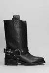 Ganni Biker Tubular Mid Shaft Boot Shoes In Black