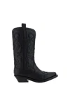 Ganni Embroidered Western Boots Women In Black/black