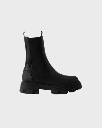 Ganni Boots Cleated Mid Chelsea Black Stitch Svart
