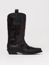 Ganni Black Reptile Effect Texan Boot In Black