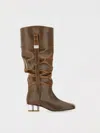 Ganni Black Polyurethane Boots In Brown
