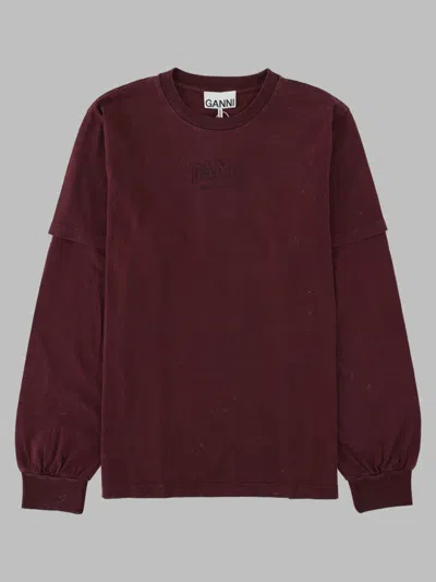 Ganni Bordeaux Organic & Recycled Cotton Shirt In Red